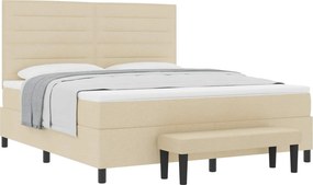 vidaXL Boxrugós ágy matracmal fejtámlával Krém 180 x 200 cm szövet