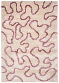 Bézs és rózsaszín viszkóz absztrakt mintás szőnyeg 160 x 230 cm KAPPAR Beliani
