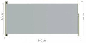 szürke kihúzható oldalsó terasznapellenző 140 x 300 cm