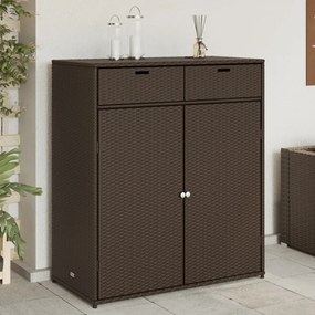 barna polyrattan kerti tárolószekrény 105 x 55 x 113 cm