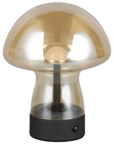 Borostyán színű LED asztali lámpa üveg búrával (magasság 18 cm) Dooley – Reality