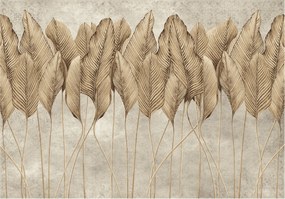 Fotótapéta Méretre Falra Fű Boho Tollak Bézs