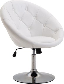 HOMCOM Forgószék Magasságban Állítható Irodai Szék Krómozott, Műbőr + Acél, Fekete/Fehér, 71x59x78-90cm (Fehér) | Aosom