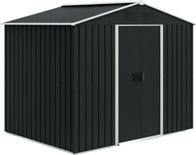 Outsunny Külső Kerti Shed 3.6m² 236x174x190 cm Szürke Kerti Shed 2 Tolóajtóval, Lejtős Tetővel és 4 Ablakkal Teraszra | Aosom