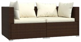 3 részes barna polyrattan kerti ülőgarnitúra párnákkal