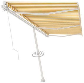 sárga-fehér kézzel kihúzható póznás napellenző 600 x 300 cm