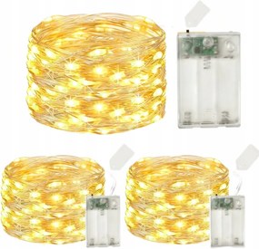 Led Drót Lámpák 5M 50 Lámpa Fehér Meleg Elemes Mikro FÉNYEK3db