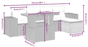 6 részes bézs polyrattan kerti ülőgarnitúra párnával