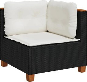 vidaXL fekete polyrattan kerti sarokkanapé párnával