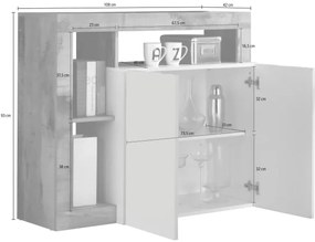 Komód LENOR fehér/tölgy