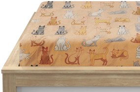 Mikroplüss lepedő COLORED CATS 90x200 cm krémszínű