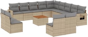 vidaXL 14 részes vegyes bézs polyrattan kerti ülőgarnitúra párnával