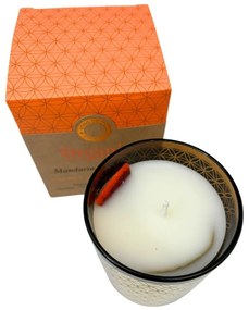 Organikus füstölő gyertya Mandarin &amp; Bay Leaf200 g üvegben, aranyfóliával