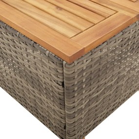3 részes szürke polyrattan és akácfa bisztrószett párnákkal