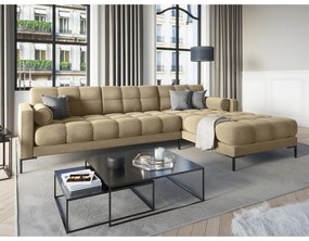 Bali bézs bársony sarokkanapé, jobb oldali - Cosmopolitan Design