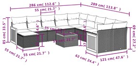 12 részes szürke polyrattan kerti ülőgarnitúra párnákkal