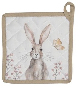 CLEEF.REB45 Edényalátét 20x20cm,100% pamut,Rustic Easter Bunny