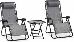 Kerti Napozóágy 2 Db-os Szett Asztal Szék Zero Gravity Összecsukható Fotelek