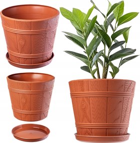 Virágtartó 22cm Fedő Faszerű Virágágyás Műanyag