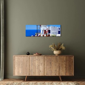 Kép - Kis ház Görögországban (órával) (90x30 cm)