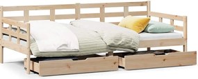 vidaXL tömör fenyőfa kanapéágy fiókokkal 80 x 200 cm