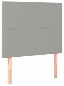 világosszürke szövet rugós és LED-es ágy matraccal 80 x 200 cm