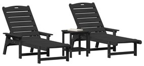 3 darabos kerti lounge szett - Fekete HDPE