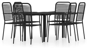 vidaXL 7 részes fekete kerti étkezőgarnitúra