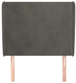 sötétszürke bársony fejtámla szárnyakkal 83 x 23 x 118/128 cm