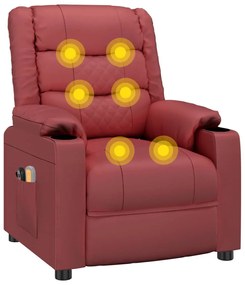 bordó műbőr elektromos masszázsfotel