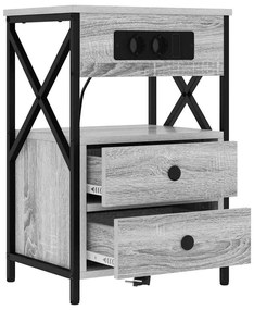 Éjjeliszekrény 2 pcs Szürke sonoma 40 x 31 x 60 cm Faanyag
