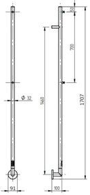 P.M.H. OL1SS -Elektromos törölközőszárító OLE 24W/230V 170 cm IP44 polírozott rozsdamentes acél