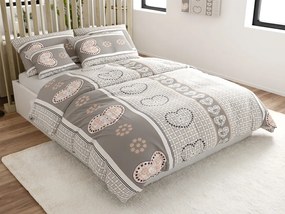 Krepp ágynemű HEART RETRO POLY szürke Ágyneműhuzat mérete: 70 x 90 cm | 140 x 200 cm
