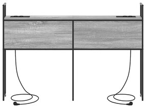 Tárolós Fejtámla Töltő Állomással Szürke sonoma 160 cm Faanyag
