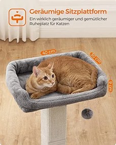 Macskakaparó oszloppal, 40×30 cm-es plüss fekhellyel, 71 cm magas