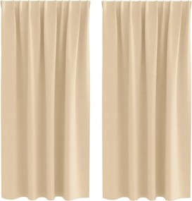 vidaXL Fekete Függöny Gyűrűkkel 2 pcs Krém 175 x 140 cm Poliészter