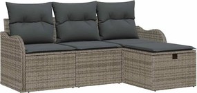 vidaXL Kerti Kanapé Szett párnával tárolóval 4 pcs Szürke polirattan