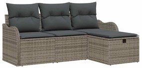 vidaXL Kerti Kanapé Szett párnával tárolóval 4 pcs Szürke polirattan