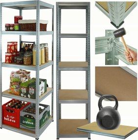 Horganyzott fém tároló állvány Helios 213x40x40cm 5Px175kg Tömör