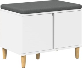 vidaXL Előtér pad párnával Fehér 60 x 38 x 46 cm Műanyag Fa és Szövet