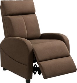 HOMCOM Manuálisan Állítható Relaxáló Fotel Lábpihenővel, Vászon Hatású Fotel Hálószobába, Nappaliba, Barna | Aosom