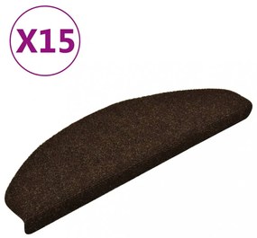 15 db barna tűlyukasztott öntapadó lépcsőszőnyeg 65 x 21 x 4 cm