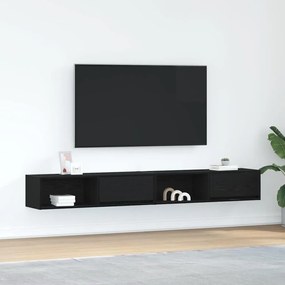 2 db fekete tölgy színű szerelt fa TV-szekrény 100x31x25,5cm