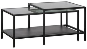 Fekete üveg dohányzóasztal szett 2 db-os 60x60 cm Bronco – Unique Furniture