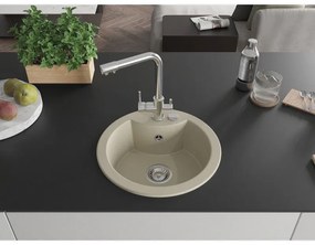 Mexen Diego, 1 kamrás gránit mosogató 488x488x167 mm, Duero króm csaptelep, bézs, 6512-69-671600-00