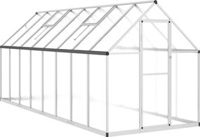vidaXL ezüstszínű alumínium melegház alapvázzal 445x169x195 cm