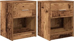 vidaXL 2 db antik fa színű éjjeliszekrény fiókkal 40x34x50 cm