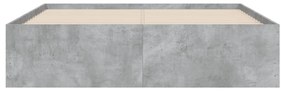 betonszürke szerelt fa ágykeret fiókokkal 120 x 200 cm