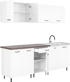 Primo 220 konyhabútor fehér, rauna szil munkalappal