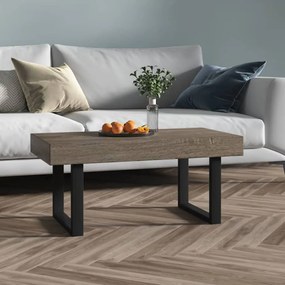 Szürke és fekete MDF és vas dohányzóasztal 90x45x40 cm